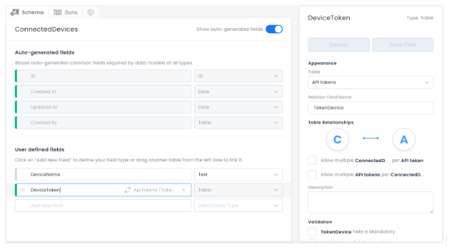 Use API Tokens as part of your Data Model (screenshot1)